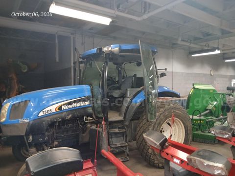 New Holland TS115A Tractor with John Deere Flex-Wing Rotary Cutter