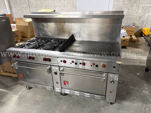 Wolf Commercial 60in 6 burner gas range w/ griddle - 2 standard ovens
