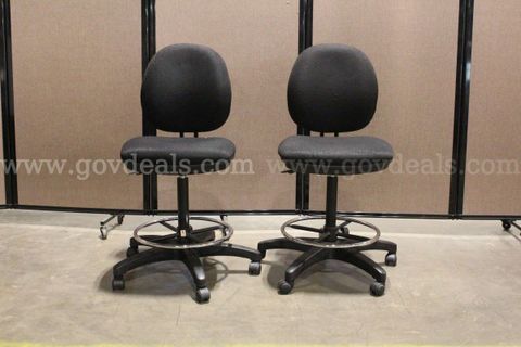 (2) Alera Height-Adjustable Drafting/Stool Office Chairs with Foot Rings