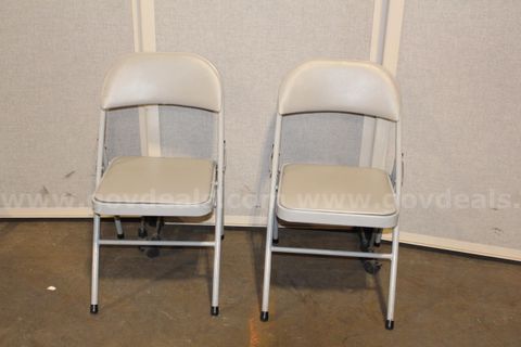 (2) Grey Folding Chair with Cushions