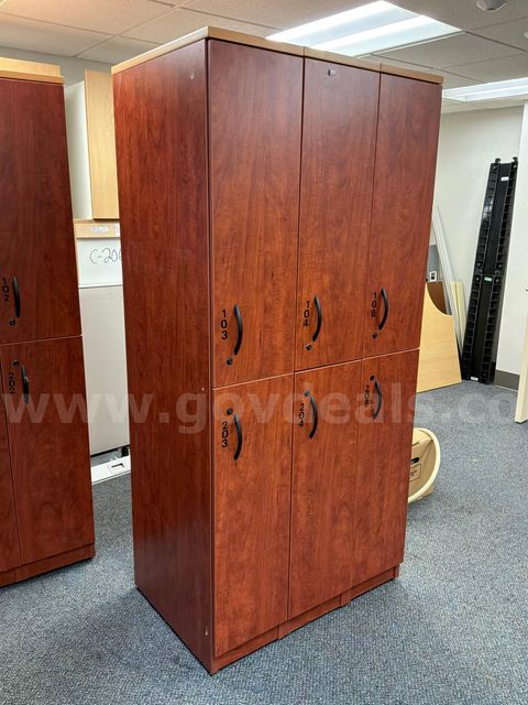 Lot of 2 Wooden Storage Locker Cabinets – 10 Compartments