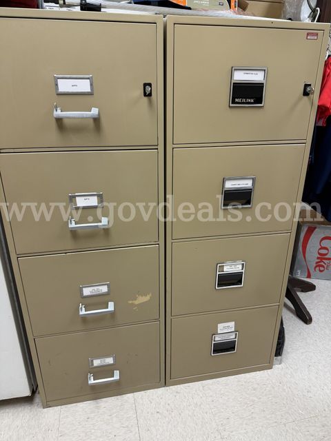 Lot of 4 Fireproof Filing Cabinets (4-Drawer Legal Size)