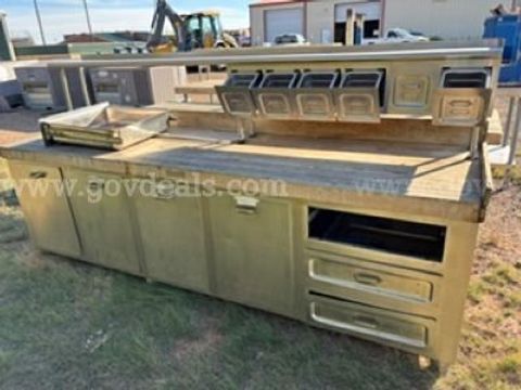 Lot of Kitchen Prep Tables, Dish Pit, Proofing Shelf, Steam Kettle, & Tilt Skillet
