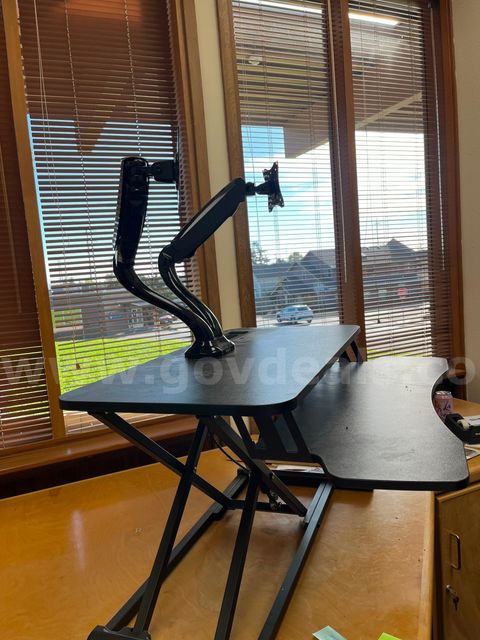 VIVO Standing Desk Converter + Dual Monitors Stand