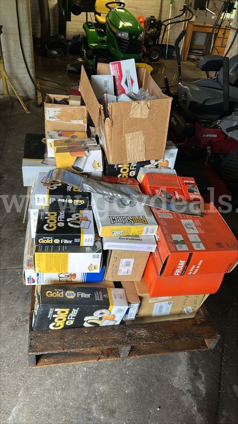 Pallet of new old stock filters and auto parts