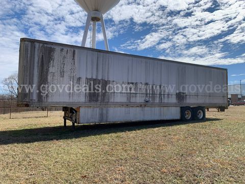 Semi truck trailer, approximately 50 feet long