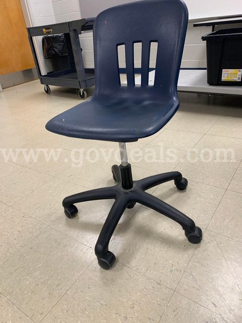16 Blue chairs on casters