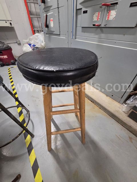 Black Padded Wood Stool - 30.5" high
