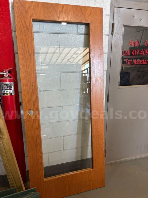 Wood Door with Full Glass 35 3/4 x 88 - Start Bid $1.00 - Item Located Public Works 419-409-0087
