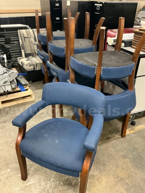 10 blue cushion chairs