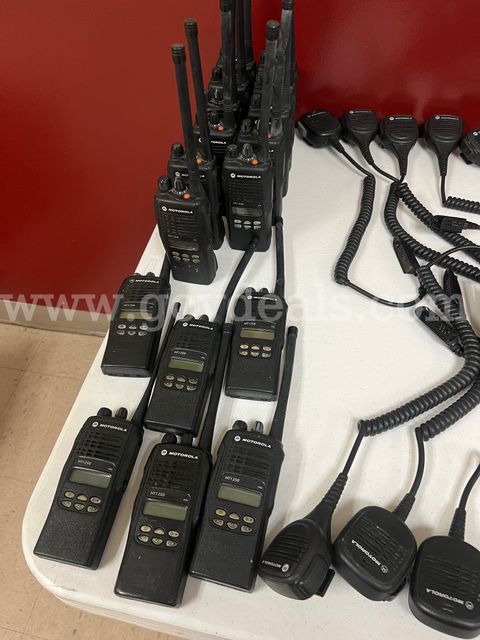 LOT of Motorola VHF Portable Radios, Chargers & Mics
