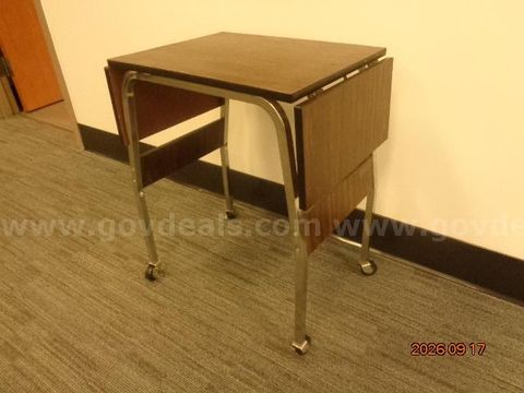 Small Brown Rolling Cart With Folding Extensions