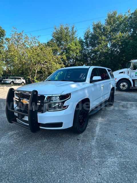 White 2018 Chevrolet Tahoe With Easily Removed Red Lights And Push Bumper
