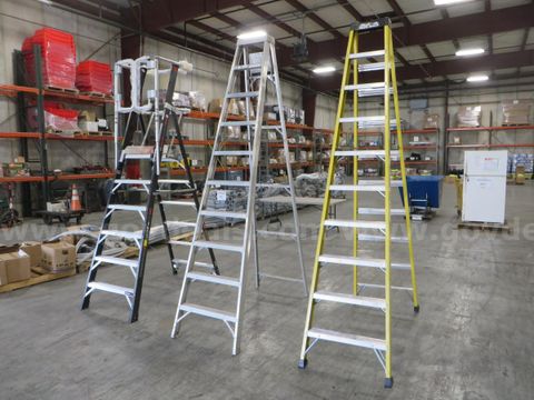 (1) Little Giant safety cage, (2) Ladders.