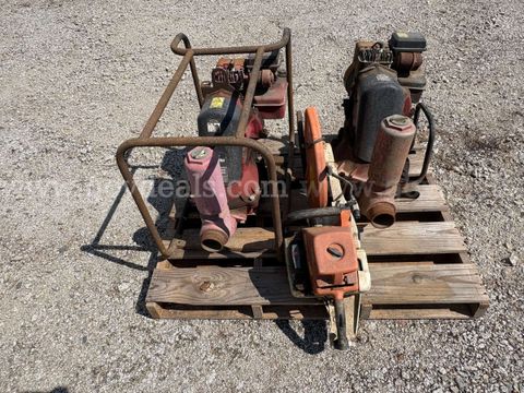 Lot of Gas Pumps and Saw