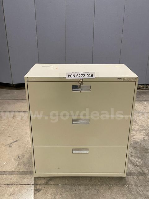 Filing Cabinet, 3-Drawer, Lateral, Metal (with key)
