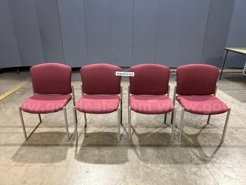 Chair, Guest, Burgandy, Metal Frame, Stackable