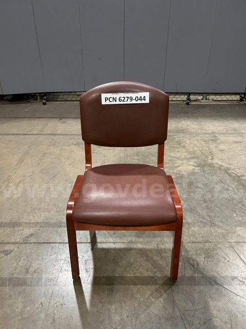 Office, Guest Chair, Armless, Brown, vinyl, Wood