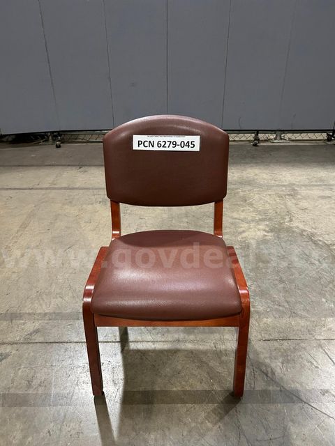 Office, Guest Chair, Armless, Brown, vinyl, Wood