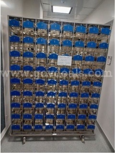 Four (4) Tecniplast Blue Line Mouse IVC Rack – 72 Complete Cages – Individually Ventilated