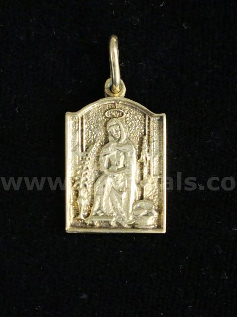 14k Yellow Gold Virgin Mary Pendant, 3.4 Grams