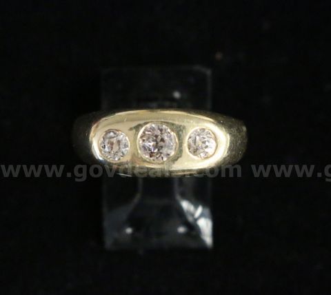 14k Yellow Gold Trinity Ring with Diamonds, 7.9 Grams