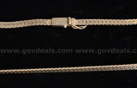 14k Yellow Gold Herringbone Necklace, 18.4 Grams