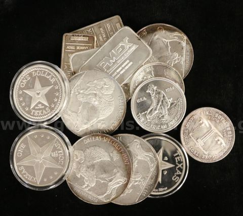15 Assorted Fine Silver Rounds and Ingot Bars, 591.6 Grams Total