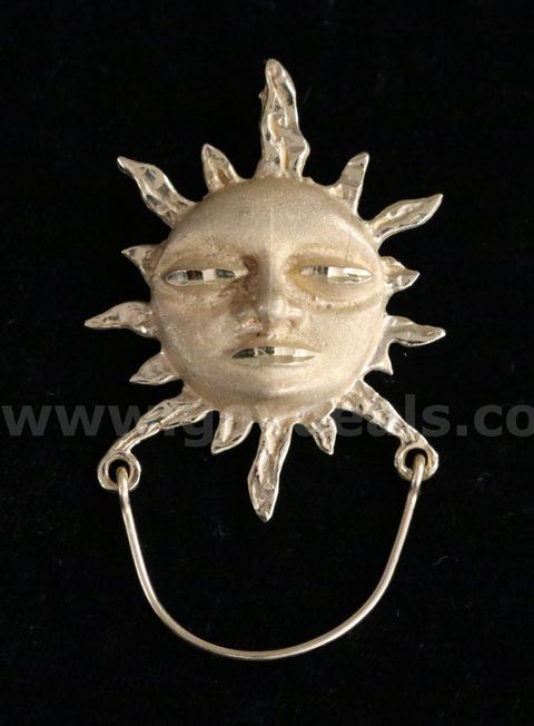 14K Yellow Gold Sun Design Pendant, 7.2 Grams