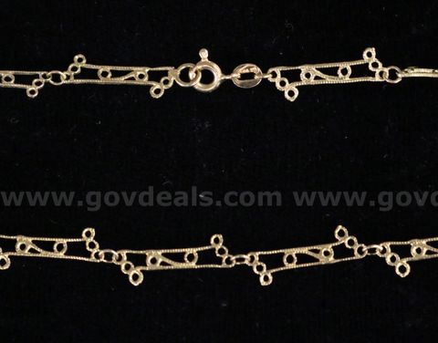 18K Yellow Gold Filigree Design Necklace, 5.7 Grams