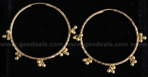 18K Yellow Gold Hoop Earrings, 7.2 Grams