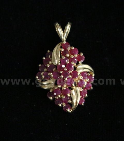 14K Yellow Gold Pendant With Rubies, 3.8 Grams