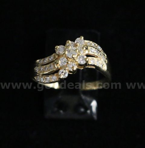 14K Yellow Gold Diamond Fashion Ring, 3.2 Grams