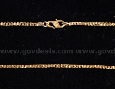 22K Yellow Gold Box-Link Necklace, 14.7 Grams