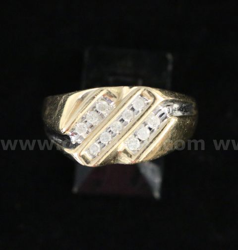 10K Yellow Gold Channel Set Diamond Ring, 3.4 Grams