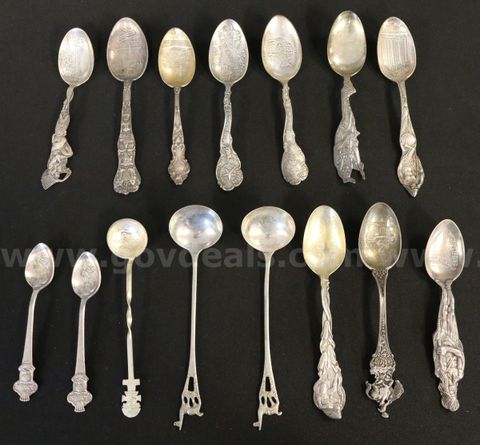 15 Sterling Silver Novelty Spoons, 333.7 Total Grams Weighed