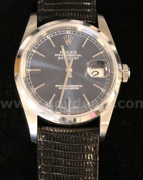 Stainless Steel Rolex Datejust With Lizard Skin Band