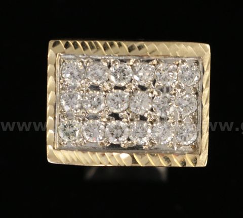 10K Yellow Gold Square Diamond Ring, 14.5 Grams