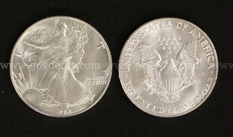 5 Assorted U.S. Silver Dollar American Eagle Coins