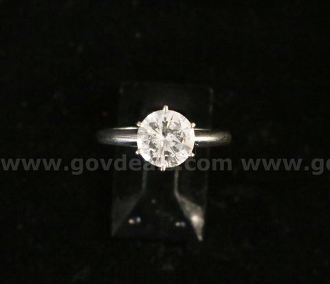 14k White Gold 1.3 Carat Diamond Solitaire Ring, 2.6 Grams