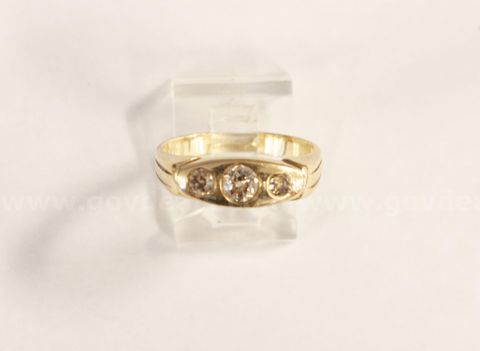 14k Yellow Gold Diamond Trinity Ring, 4.8 Grams