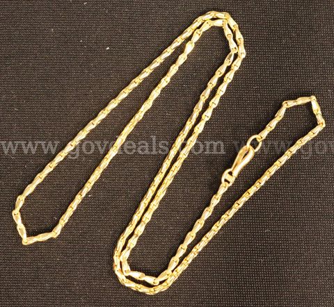 20k Yellow Gold Bar Link Necklace, 12.3 Grams