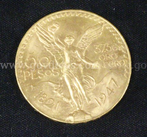 1947 Gold Mexico 50 Peso Coin, 41.6 Grams