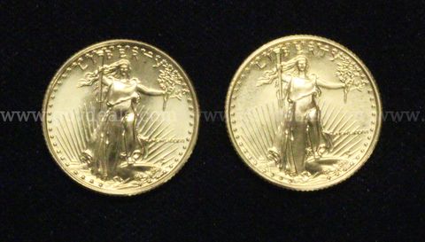 2 U.S. Gold 1/10 Ounce $5 Dollar Coins, 6.6 Grams Total Weight