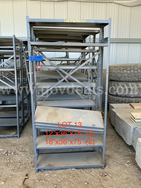 Lot of 5 Adjustable Metal Shelving Units