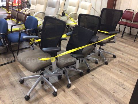 Chairs, wheeled, lot of 4