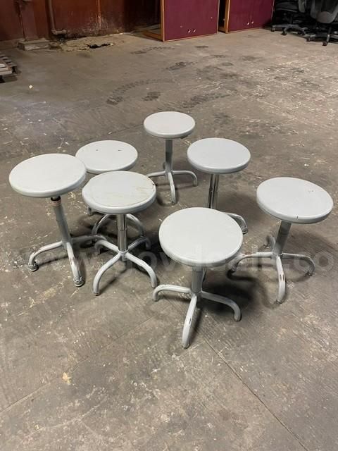 Lot of 7 BioFit Metal Lab Stools