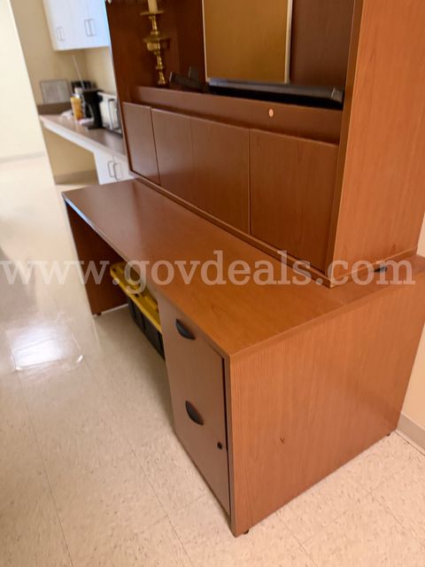 Large Two-Piece Wooden Desk
