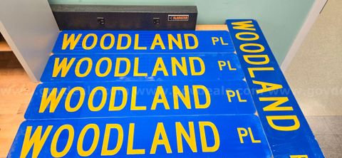 Lot of 5 Aluminum Street Signs Woodland Place