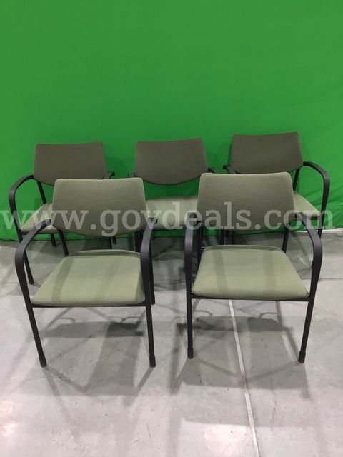 Lot of (5) Green Fabric Chairs